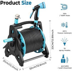 Manual Garden Hose Reel with 100 FT Water Hose & 10-Pattern Nozzle, Portable Wall Mount Reel for Outside, Anti-Kink Outdoor Storage Rack with Crank Handle 15M - Image 3