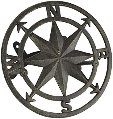 Zeckos Garden Hose Holder Compass Rose 12 Inch Cast Iron Bronze by Zeckos