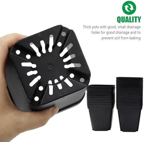 RooTrimmer 3.5 inch (9CM) Square Nursery Pots 60pcs, Sturdy Seedlings Trays 5 Pcs, Seeds Starter Germination Tray, Microgreenings Planter Nursery Propagation 5 Sets - Image 4