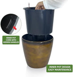 Dexceder 13x12 Self Watering Planter with Wheels (Yellow Brown Gradient) - Image 4