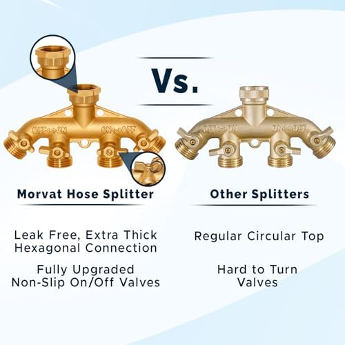 Morvat Brass 4 Way Splitter Garden Hose Hexagonal Connector with Shut Off Valves & Mount Kit PLUS Electronic Garden Hose Timer with Rain Delay for Outdoor Yard Irrigation, Plus Teflon Tape & Washers - Image 5