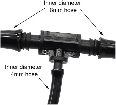Pipe Tee Thread Joints Hose Barb Fittings Garden Reducing Connector 3/8 to 1/4 Inch for 4mm Drip Irrigation Water Splitter Pack of 10 Black - Image 5