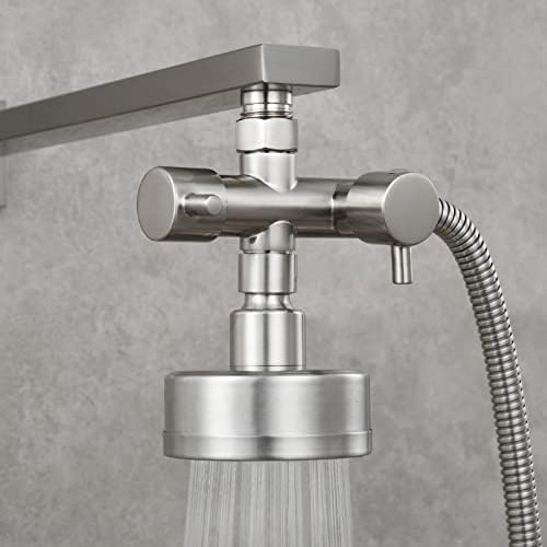 Tecmolog 2 Way Shower Diverter Brushed Nickel Shower Head Shut Off Valve Splitter Brass, DSF014NA - Image 2