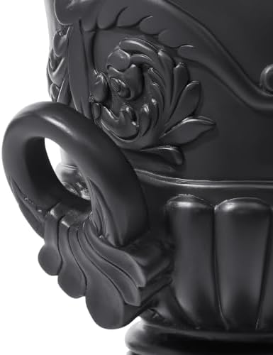 Classical Roman Pedestal Urn Planters, 31.5 Inch, Black - Image 7