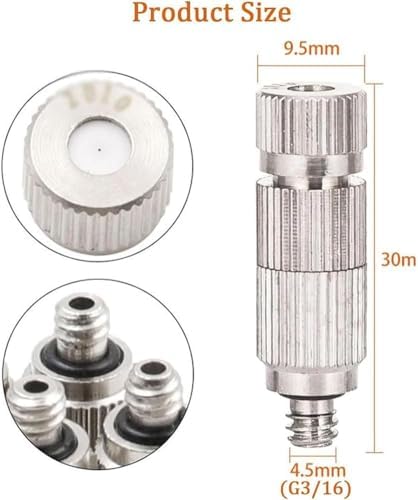 50Pcs High Pressure Misting Nozzles 10/24 UNC - Brass/Stainless Steel (2/3 Sections, 0.1-0.8mm Hole) for Cooling/Greenhouse Stainless Steel-2 Sections 0.6mm hole diameter - Image 5
