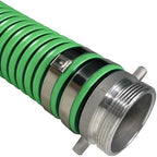 Gloxco Heavy Duty EPDM All Weather Suction Hose Assembly, Black Tube, Lime Green Helix, 3" Inside Diameter with Male x Female NPSM Pinlug Fittings Installed, 20 ft Length - Image 5