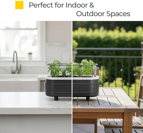 Permasteel Herb Garden Planter with Trellis Support, Self-Watering System with Water Level Indicator, Fits Multiple Herb Plants, for Basil, Flowers, Succulents, Indoor & Outdoor, Black - Image 2
