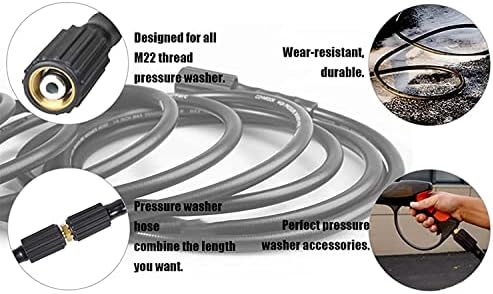 Brass Power Washer Gun and Hose Kit, Pressure Washer Gun with Replacement Wand Extension, 25 FT Power Washer Hose, 5 Nozzle Tips, M22 Fitting, 40 Inch Adjustable Length, 4000 PSI - Image 7