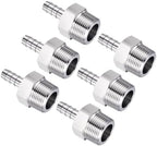 6pcs Stainless Steel Hose Barb Fittings 1/2" Barb to 1" NPT Male by Kozelo