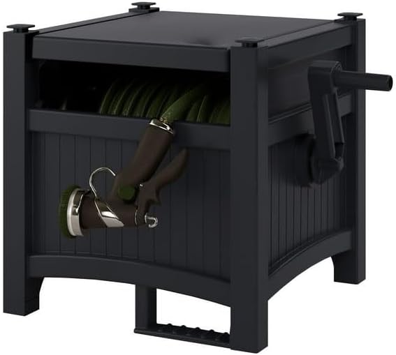 100ft Hose Hideaway Box, Durable Resin Garden Hose Reel by Unknown