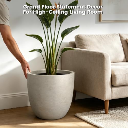 Kante Weathered Concrete Planter 18" Dia All-Weather Round Large Pot - Image 4