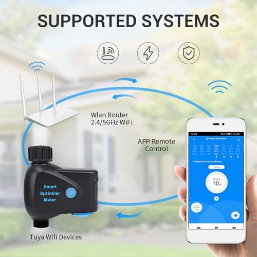 Eujgoov Smart Sprinkler Timer WiFi Garden Hose Outdoor Water Controller Automated Lawn Watering System Rain Delay Meter (NPT) - Image 4