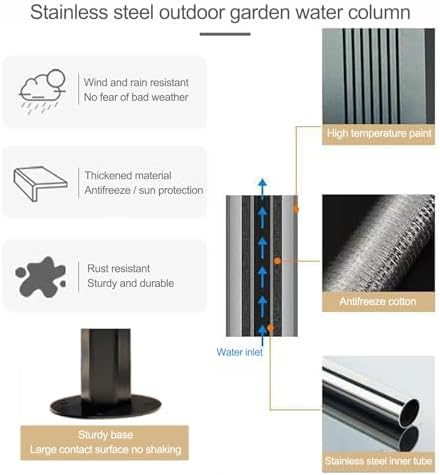 304 Stainless Steel Outdoor Vertical Faucet Post, Freestanding Garden Hose Stand for Patio/Backyard, Durable Square Design with Faucet - Gold Finish - Image 4