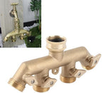 GLOGLOW 4-Way Brass Faucet Manifold, Durable Brass Hose Splitter with Individual Shutoff Valves for Garden Watering and Irrigation Systems - Image 4