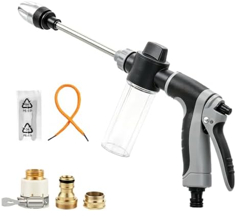 High Pressure Hose Nozzle, Pressure Washer Gun with 360° Rotating Head, 4 Adjustable Spray Modes Power Washer Nozzle for 3/4" Garden Hose, Suitable for Car Yard Patio Pets Washing (A) by Unknown