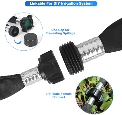 Flat Soaker Hose 50FT x 4 PACK,Drip Hose for Garden Beds Linkable Irrigation System Lightweight and Easy Watering for Tree Plant and Save 80% Water for You (200 FT) - Image 2