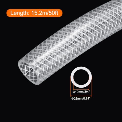 MECCANIXITY Braided Clear PVC Vinyl Tubing 3/4" ID PVC Tube High Pressure Water Hose 50ft for Industrial Tubing, Pump, 19mm x 23mm - Image 2