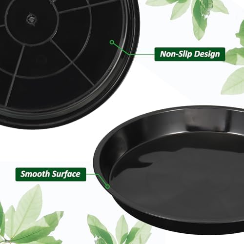 PATIKIL 5 Pack Plastic Plant Saucer, 16 Inch Plant Tray for Pots Round Plant Dish Plant Drip Trays Water Tray for Indoors Outdoors Garden, Black - Image 3