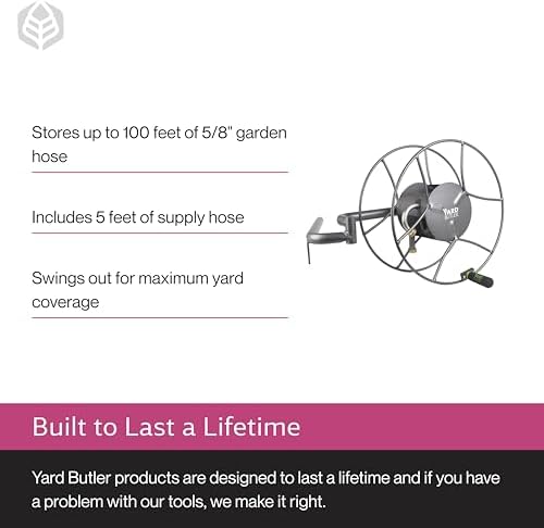 Yard Butler Hose Reel, 180 Degree Swivel, Wall Mount, 100-Foot Hose - Image 4