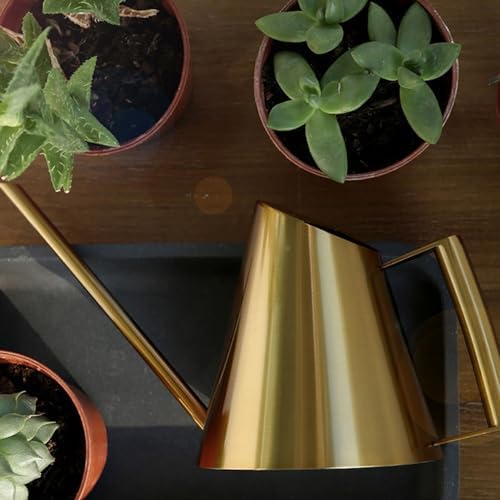 Stainless Steel Watering Can, Vintage Nordic Long Spout Water Can for Succulent Bonsai Garden Flower, 1.5L Capacity Gold, Indoor Plants Watering Pot with Fine Workmanship - Image 4