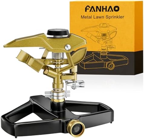 FANHAO 100% Metal Impact Lawn Sprinkler for Yard, Covers Up to 5800 sq. Ft by FANHAO