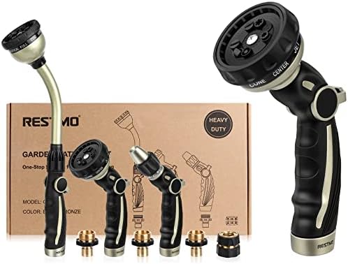 RESTMO Garden Watering Combo, Heavy Duty Hose Sprayer | Metal Hose Wand | High Pressure Hose Nozzle, Thumb Flow Control, Quick Connect Fittings Included, Easy to Reach Anywhere in Garden & Lawn by Restmo