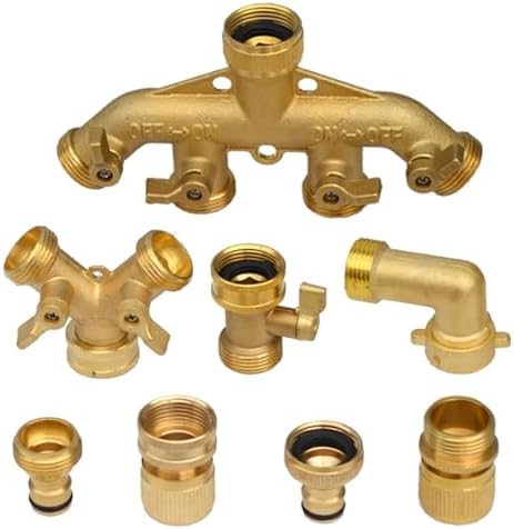 Duty Brass 1-2-4 way Splitter Garden Hose Hexagonal Connector with Comfortable Grip Shut Off Valves Adapter Water Tap(4 Way EU) - Image 6