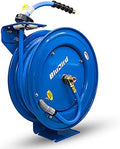 BLUBIRD BBRHD3850 18ga. Retractable Hose Reel with 3/8" X 50' Air Hose, 12 Point Ratcheting Gear, Next-Gen Rubber, Lightest, Strongest, Most Flexible, 300 PSI, -50F to 190F Degrees, Polyester Braided by BLUBIRD
