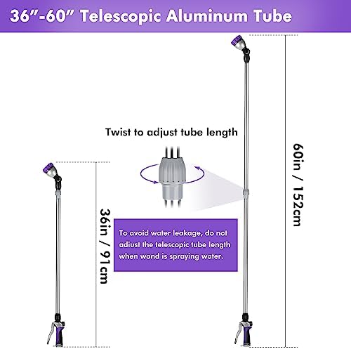 RESTMO Long Telescopic Watering Wand for Garden Hose, 36”-60” Garden Wand - Image 2