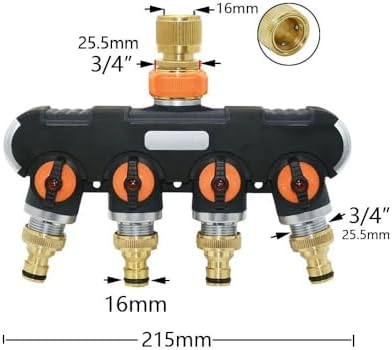 3/4 Inch 2/4-Way Brass Garden Hose Splitter Garden Tap Y-Type Watering Connector Distributor for Outdoor Faucet (Color : J) - Image 3