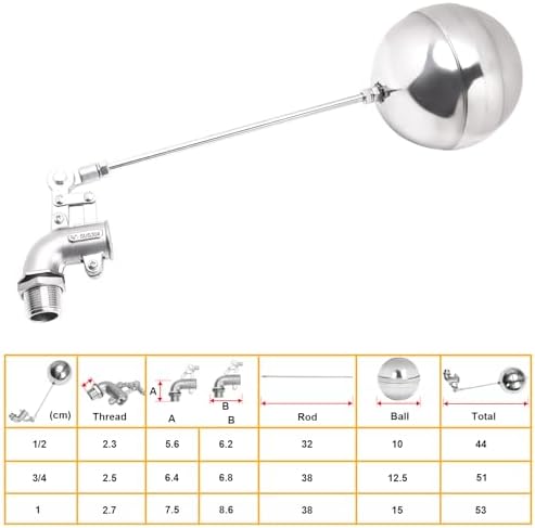 Adjustable Float Ball Valves - 3/4" NPT Male Thread Stainless Steel 304 Elbow Flow Control Float Valve for Automatic Water Level Control Tank Pond Water Tower - Image 5