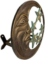 Zeckos Garden Hose Holder Moon Face Stars 11.5 Inch Cast Iron Verdigris - Image 2