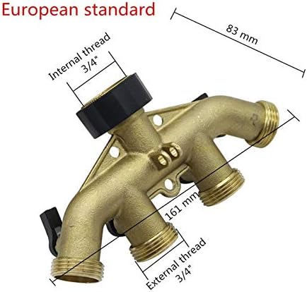 Garden Plumbing Adapter 3/4" Threaded Brass American/European Valved Four-Way Distributor Garden Irrigation Watering Fitting Faucet Connector (Color : European Standard) - Image 2