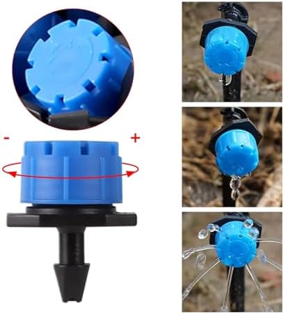 Adjustable Irrigation Drippers 50/100Pcs Dripper Sprinklers Adjustable Irrigation Dropper Garden Flowerbed Greenhouse Micro Drip Watering Emitter for 1/4" Hose(100Pcs Blue) - Image 4
