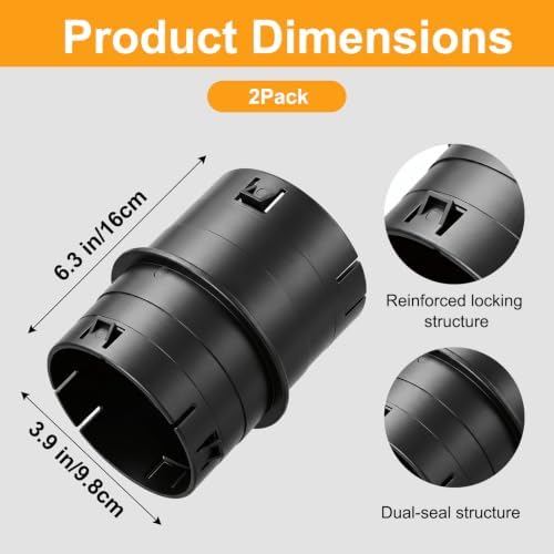 2 Pack 4" Universal Pipe Connector with Snap Lock, Corrugated to PVC Pipe Adapter for Sump Pump Discharge & French Drain Extension, Yard Drainage, Fits 4" Corrugated Pipe, 4" SCH 40 & SDR 35 - Image 2