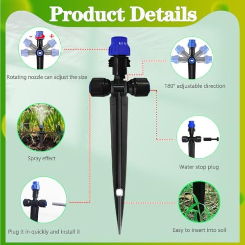 115FT Drip Irrigation Kit,24pcs 1/4 inch Tandem atomizing Nozzle,Quick-Connect Automatic Drip Irrigation System,Suitable for Watering Plants in Flowerpot Elevated Bed. - Image 4