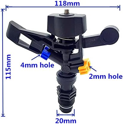Rotate Rocker Arm Sprinkler 360 Degrees Auto-Rotate Two Holes Water Head Agriculture Tools 1/2" Male Thread 20 Pcs Landscape Gardening (Color : Black) - Image 2