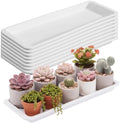 Cinnvoice 8 Pcs 24 x 8 x 1.6 Inch Rectangle Plant Saucer Tray, White by QinYee