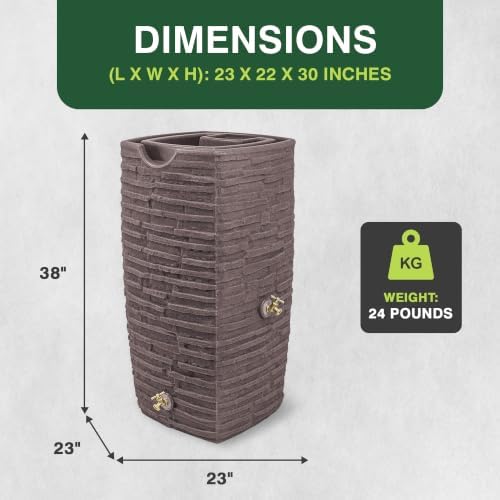 Good Ideas Impressions Riverwalk Rain Water Collection Barrel, 50 Gallon - Image 3