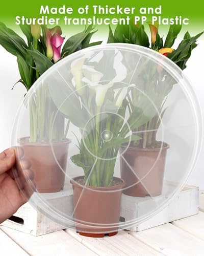 PACETAP 16 inch Plant Saucer Pot Tray 5 Pack, Large Thickened PP Plastic Flower Planter Water Drip Trays for Indoor Outdoor Garden, Semi-Transparent Planter Water Catcher for Pot, Plant Dish - Image 3