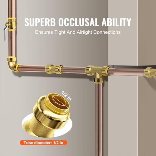 VEVOR Brass Pipe Fittings Push-Fit,Combination,1/2" 25PCS - Image 6