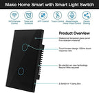 WiFi Smart Life Wall Light Switch EU&US Glass Touch Panel Voice Wireless Remote Control by Voice Control EU White 1GANG - Image 6