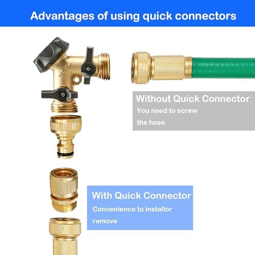 Hourleey Garden Hose Quick Connect, 8 Set Solid Brass 3/4 Inch GHT Thread Garden Hose Quick Connect Fittings, No-Leak Male and Female Water Hose Quick Release Connectors - Image 2