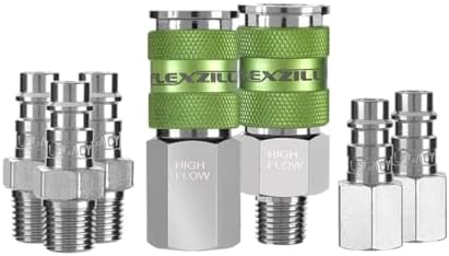 Flexzilla A53457FZ Pro High Flow Coupler & Plug Ki 7 Piece | 1/4" NPT | Push to Connect System | Allows Twice the Flow to Your Air Tools | Maximum Efficiency by Flexzilla