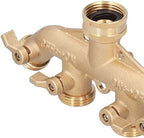 Brass Garden Hose Splitter (4 Way), Solid Connector NPT 3/4，Brass Connector Hose Spigot Adapter 4 Valves with 4 Extra Rubber Washers - Image 5