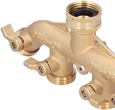 Brass Garden Hose Splitter (4 Way), Solid Connector NPT 3/4，Brass Connector Hose Spigot Adapter 4 Valves with 4 Extra Rubber Washers - Image 5