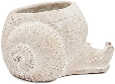 Decorative Snail Planter, 8.3 Inch, Textured Beige - Image 3