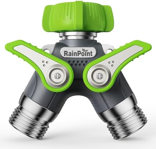 RAINPOINT Garden Hose Splitter 2 Way Heavy Duty & Sprinkler Timer with Brass Inlet, 1 Outlet - Image 2