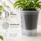 Shape & Use Self Watering Pots for Indoor Plants, Clear Plant Pots with Drainage and Deep Reservoir, 9 Pack Self Watering Planter Set, 3 Sizes 4.72", 5.91", 7.09" - Image 4