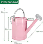 1.7 Gallon Pink Decorative Countryside Style Water Can with Removable Spout, Metal Watering Can for Garden Flower, Galvanized Watering Can for Outdoor Indoor Plants - Image 2
